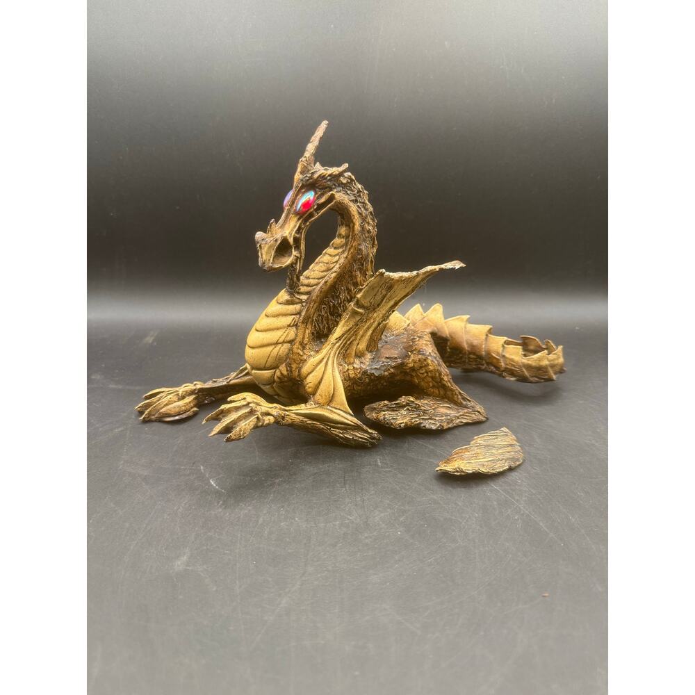 Vintage Magic Mushroom Lamp Co Dragon Statue-Hand-Carved Wood Figurine